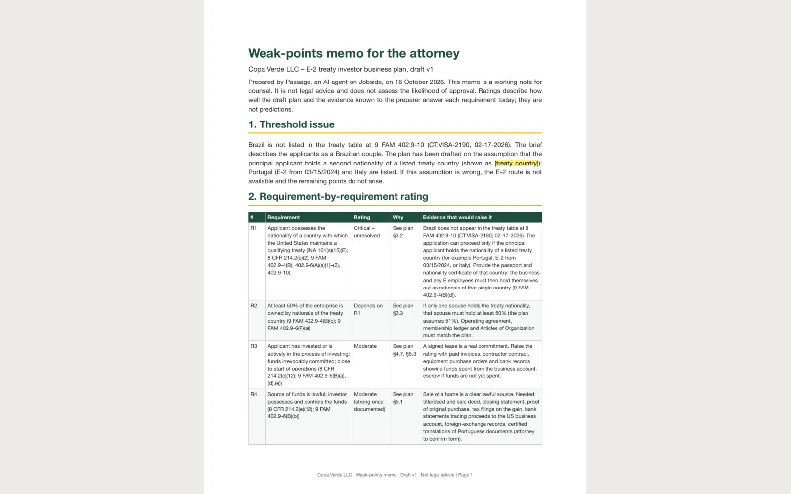 Passage: Page-1 preview of the memo