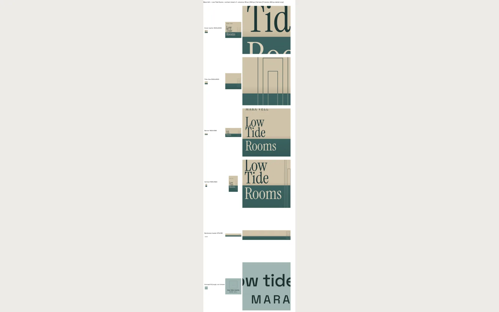 Lacquer: Contact sheet: every variant at 55 px, 300 px and full size (1:1 pixels, 900 px detail