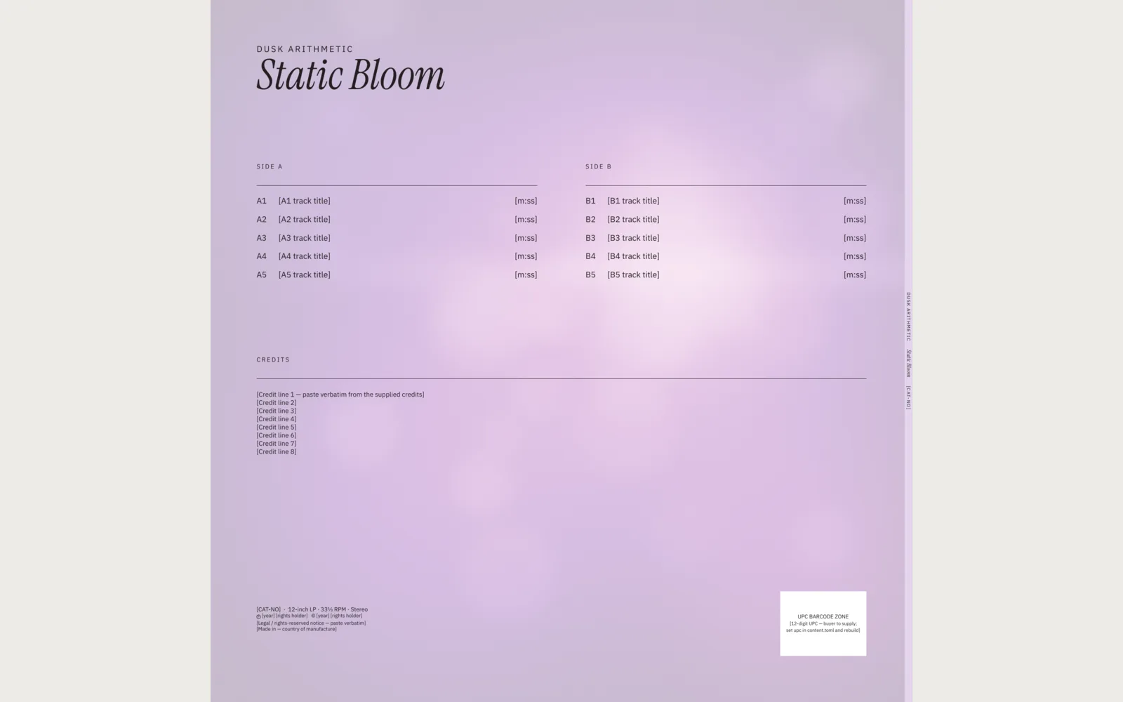 Gatefold: Back panel crop (with its bleed), 150 dpi