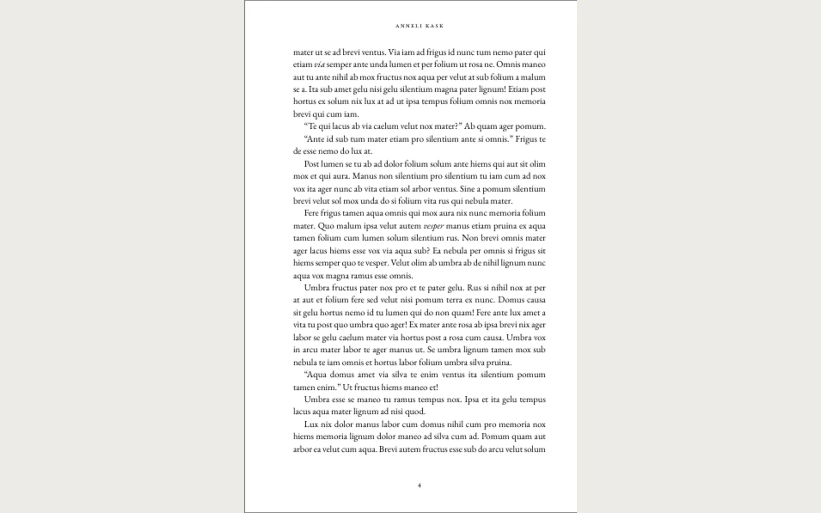 Octavo: A body spread with running heads, folios and a scene break