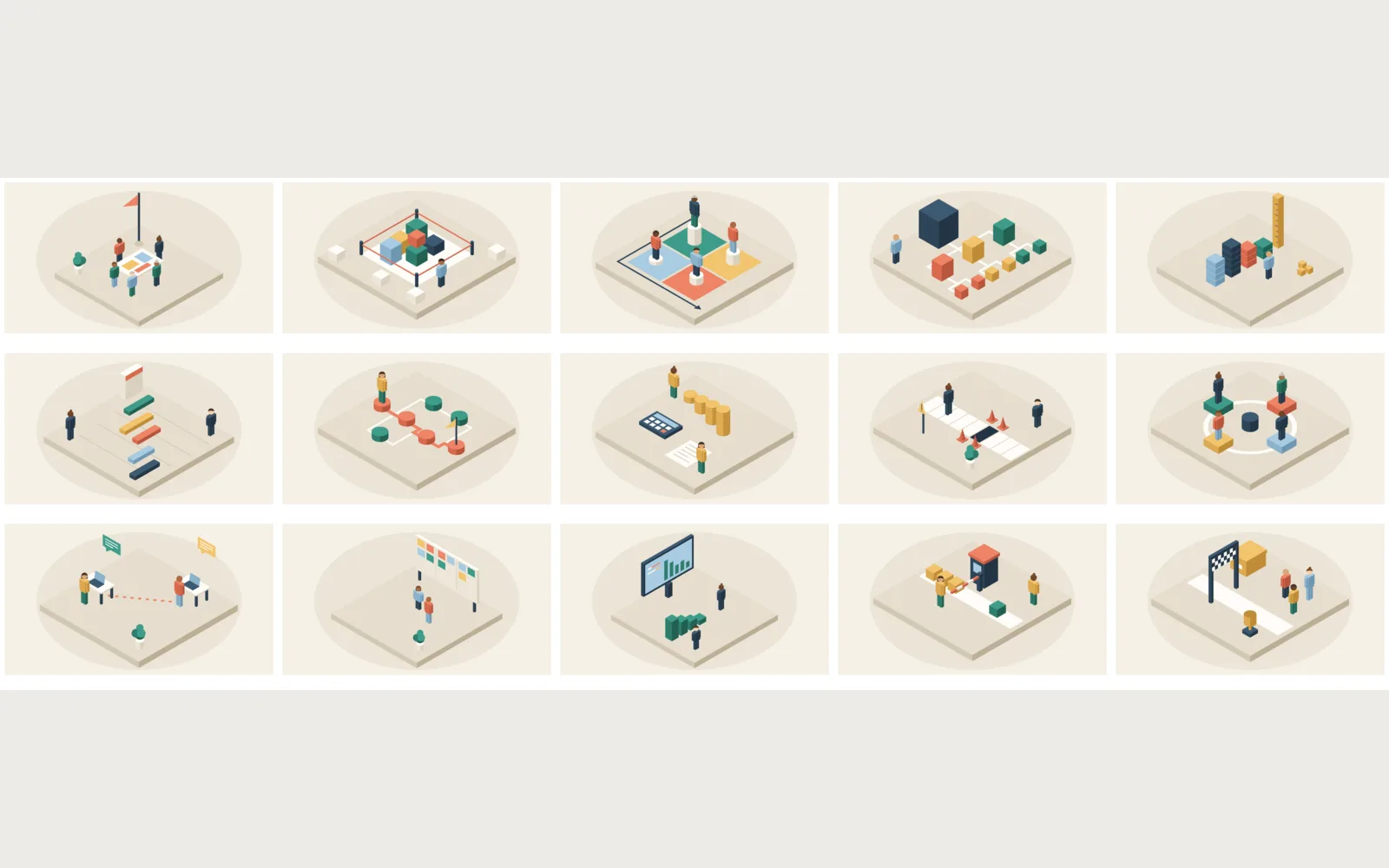 Stipple: Contact sheet of all 15 illustrations, in order 01–15 left to right, top to bottom